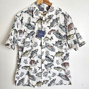 Croft & Barrow Fish Button Front Shirt Men's Sz L  Chest Pocket 100% Cotton